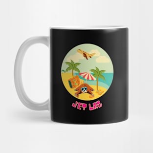 Funny sloth lying jet lagged on the beach Mug